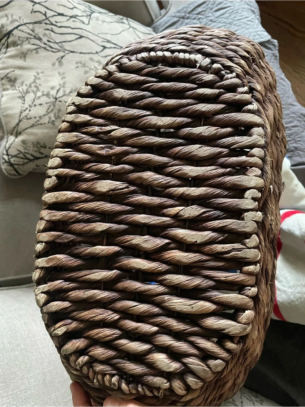 Woven Round Handle Storage Basket - Brown